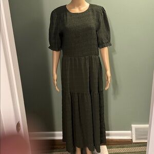 Dark Green Smocked Maxi Dress size Xl